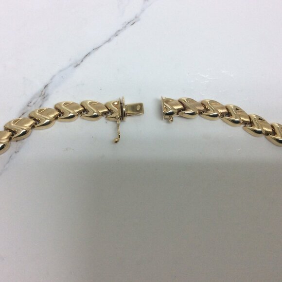 Lady's 14k Solid Real Heavy Yellow Gold XO Necklace 31.80gr 16'' - Picture 4 of 8